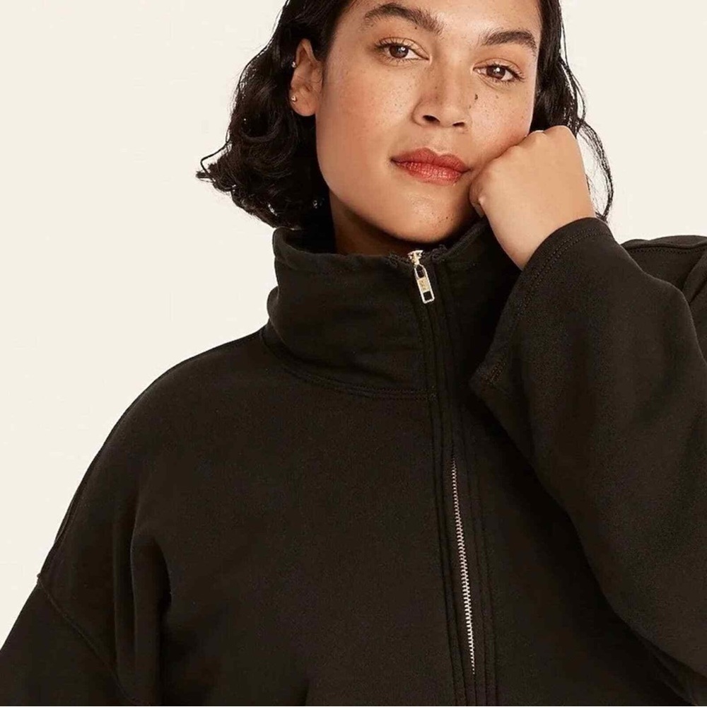 J. Crew Cotton University Terry Long Half-zip Tunic in Black Size Small - Picture 2 of 8